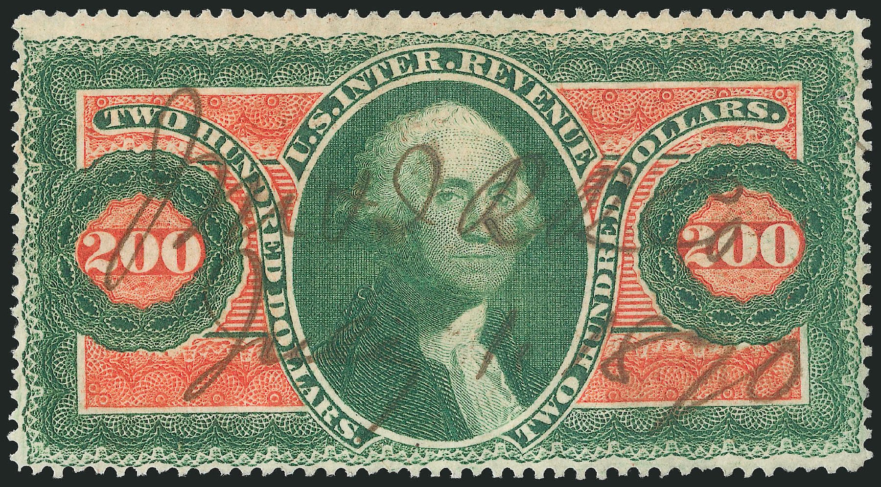 Costs of US Stamps Scott #R102 - US$200.00 1863 Revenue Internal. Robert Siegel Auction Galleries, Mar 2014, Sale 1066, Lot 76