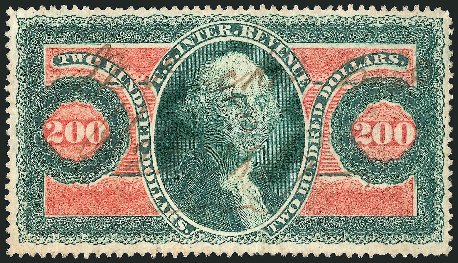Price of US Stamp Scott R102: 1863 US$200.00 Revenue Internal. Robert Siegel Auction Galleries, Dec 2014, Sale 1089, Lot 316