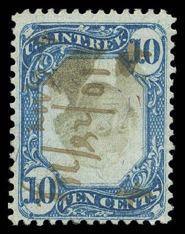 Value of US Stamp Scott # R109: 1871 10c Revenue Documentary . Matthew Bennett International, Sep 2010, Sale 331, Lot 990