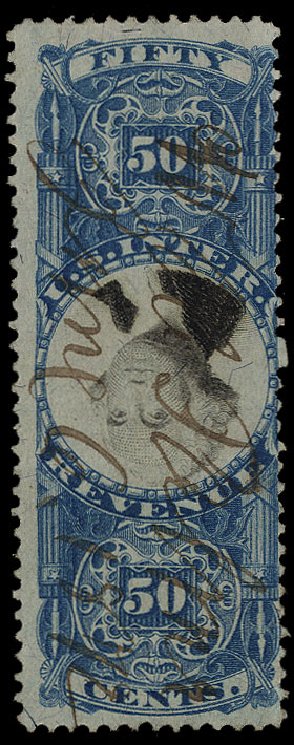 Value of US Stamps Scott Catalogue #R115 - 50c 1871 Revenue Documentary . Cherrystone Auctions, Nov 2009, Sale 200911, Lot 3181