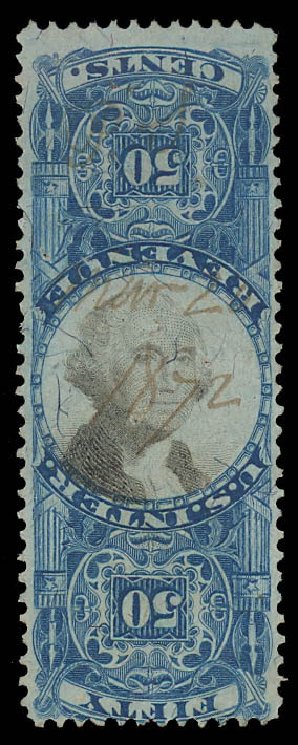 Costs of US Stamps Scott Catalogue #R115: 1871 50c Revenue Documentary . Daniel Kelleher Auctions, Aug 2012, Sale 631, Lot 1595