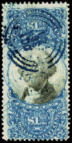 Value of US Stamps Scott Cat. R121: US$1.60 1871 Revenue Documentary . Harmer-Schau Auction Galleries, Feb 2012, Sale 92, Lot 1478