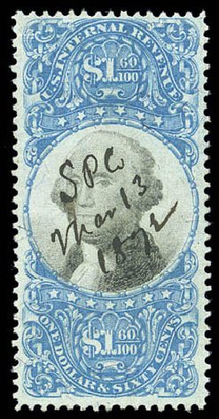 US Stamp Price Scott Catalog # R121: US$1.60 1871 Revenue Documentary . Matthew Bennett International, Sep 2010, Sale 333, Lot 4059