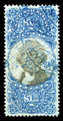 US Stamp Values Scott R121 - US$1.60 1871 Revenue Documentary . Matthew Bennett International, Feb 2012, Sale 340, Lot 630