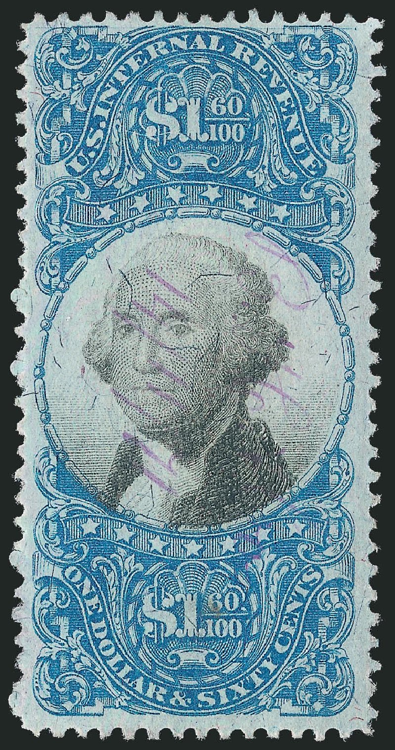 Values of US Stamp Scott Catalogue #R121: US$1.60 1871 Revenue Documentary . Robert Siegel Auction Galleries, Mar 2014, Sale 1067, Lot 552