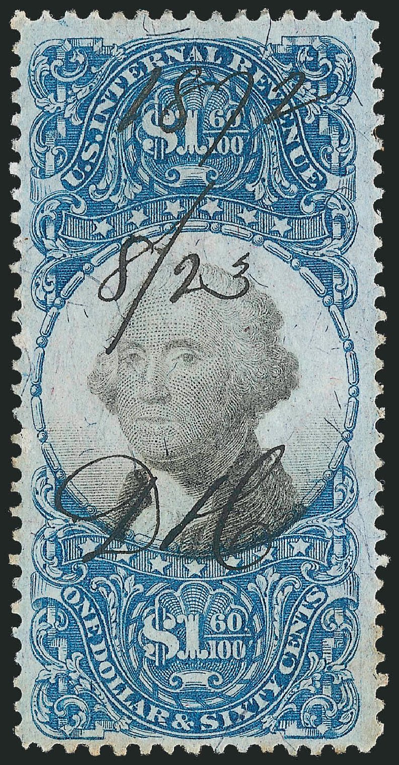 Value of US Stamp Scott Cat. # R121: US$1.60 1871 Revenue Documentary . Robert Siegel Auction Galleries, Oct 2010, Sale 997, Lot 6593