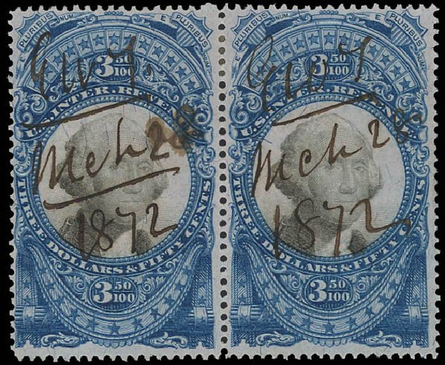 Values of US Stamp Scott Cat. #R126 - US$3.50 1871 Revenue Documentary . Daniel Kelleher Auctions, Sep 2013, Sale 639, Lot 3842