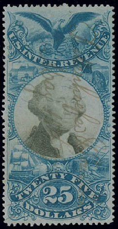 Price of US Stamp Scott Cat. # R130: US$25.00 1871 Revenue Documentary . Matthew Bennett International, Jun 2008, Sale 328, Lot 1397