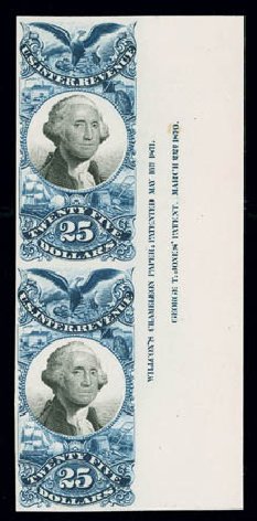 US Stamps Values Scott Cat. #R130 - US$25.00 1871 Revenue Documentary . Matthew Bennett International, Jun 2008, Sale 328, Lot 1338