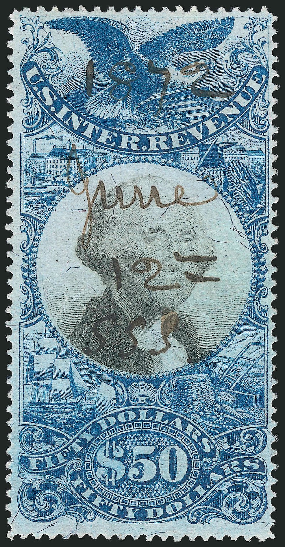 US Stamps Value Scott #R131 - US$50.00 1871 Revenue Documentary . Robert Siegel Auction Galleries, Nov 2011, Sale 1015, Lot 87