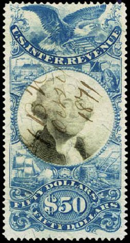 US Stamp Price Scott Catalogue R131: US$50.00 1871 Revenue Documentary . Harmer-Schau Auction Galleries, Feb 2012, Sale 92, Lot 1481