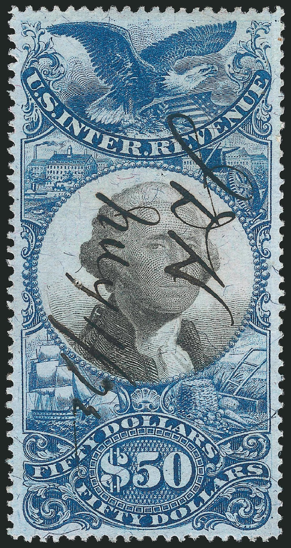 US Stamps Prices Scott Catalogue # R131: 1871 US$50.00 Revenue Documentary . Robert Siegel Auction Galleries, Jul 2013, Sale 1050, Lot 822