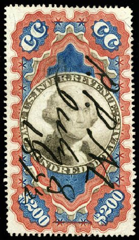 US Stamp Price Scott Catalog R132: 1871 US$200.00 Revenue Documentary . Matthew Bennett International, Apr 2008, Sale 326, Lot 833
