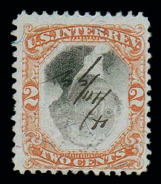 Price of US Stamps Scott Catalog #R135 - 2c 1872 Revenue Documentary . Matthew Bennett International, Dec 2007, Sale 325, Lot 2622