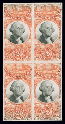 Value of US Stamp Scott Catalogue #R150: US$20.00 1872 Revenue Documentary . Matthew Bennett International, Jun 2008, Sale 328, Lot 1355