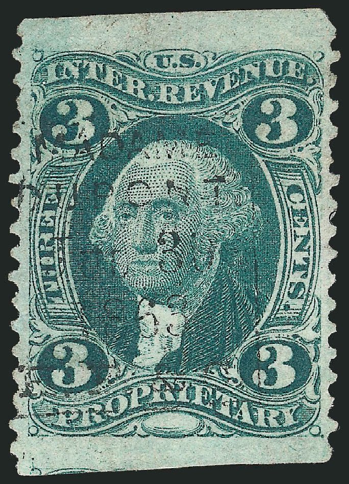 US Stamps Values Scott Catalogue #R18: 3c 1862 Revenue Proprietary. Robert Siegel Auction Galleries, Nov 2011, Sale 1015, Lot 47