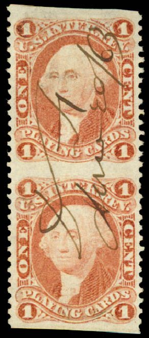 US Stamp Value Scott Catalog R2: 1862 1c Revenue Playing Cards. Daniel Kelleher Auctions, Jun 2015, Sale 670, Lot 3