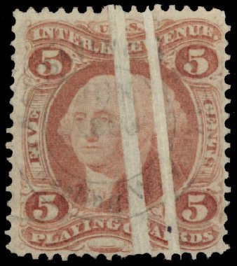 Costs of US Stamp Scott Cat. # R28: 1863 5c Revenue Playing Cards. Daniel Kelleher Auctions, May 2015, Sale 665, Lot 27