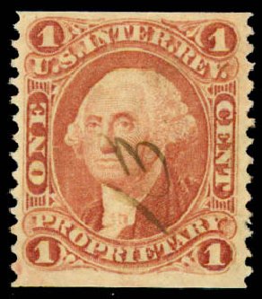 US Stamps Price Scott Catalogue #R3: 1862 1c Revenue Proprietary. Daniel Kelleher Auctions, May 2015, Sale 665, Lot 5