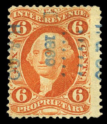 Value of US Stamp Scott Catalog # R31 - 6c 1871 Revenue Proprietary. Matthew Bennett International, Mar 2011, Sale 337, Lot 3283