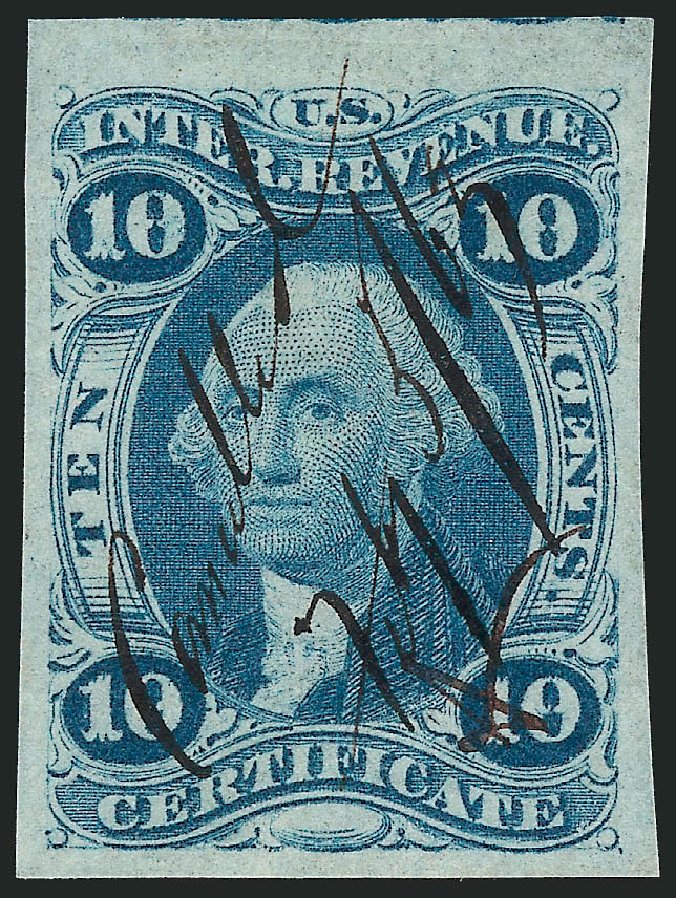 Price of US Stamps Scott Cat. R33 - 1862 10c Revenue Certificate. Robert Siegel Auction Galleries, Nov 2011, Sale 1015, Lot 7