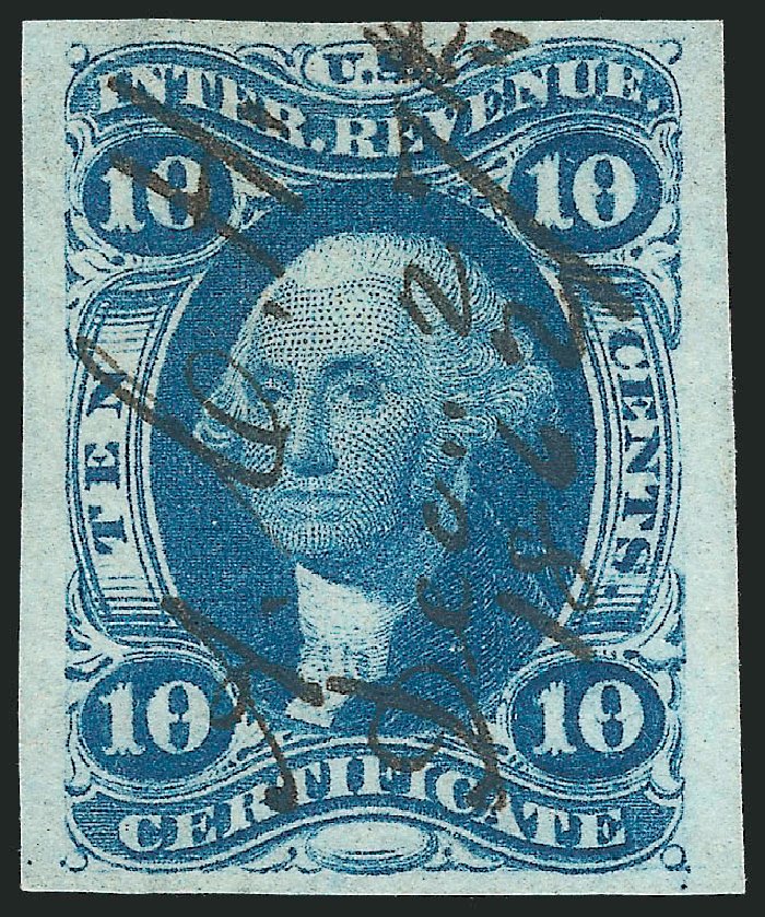 US Stamp Values Scott # R33: 1862 10c Revenue Certificate. Robert Siegel Auction Galleries, Mar 2014, Sale 1067, Lot 526