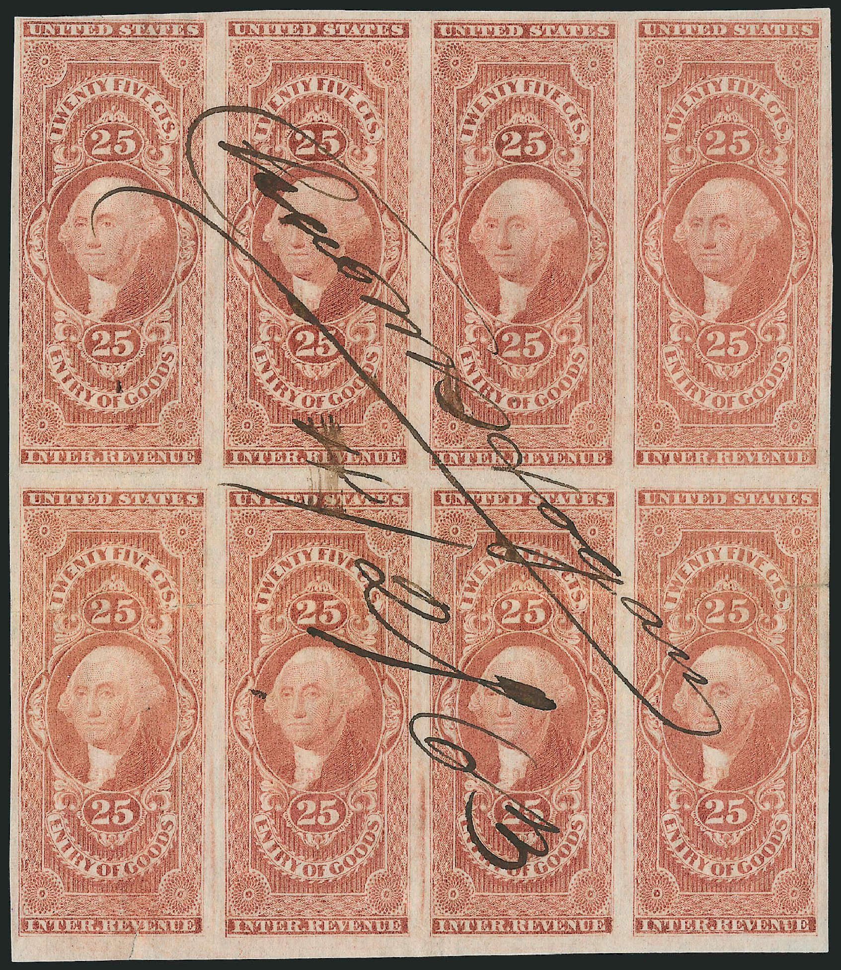US Stamp Values Scott Catalog R45 - 1862 25c Revenue Entry of Goods. Robert Siegel Auction Galleries, Dec 2014, Sale 1089, Lot 337