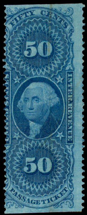 Price of US Stamps Scott Catalog # R61: 1862 50c Revenue Passage Ticket. Daniel Kelleher Auctions, May 2015, Sale 665, Lot 88