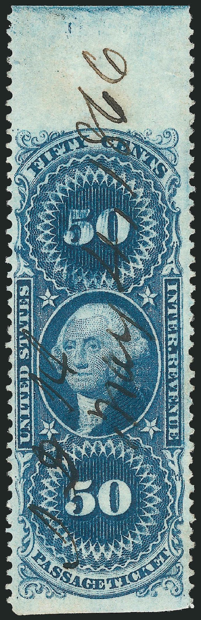 Costs of US Stamp Scott Cat. # R61 - 50c 1862 Revenue Passage Ticket. Robert Siegel Auction Galleries, Nov 2011, Sale 1015, Lot 60