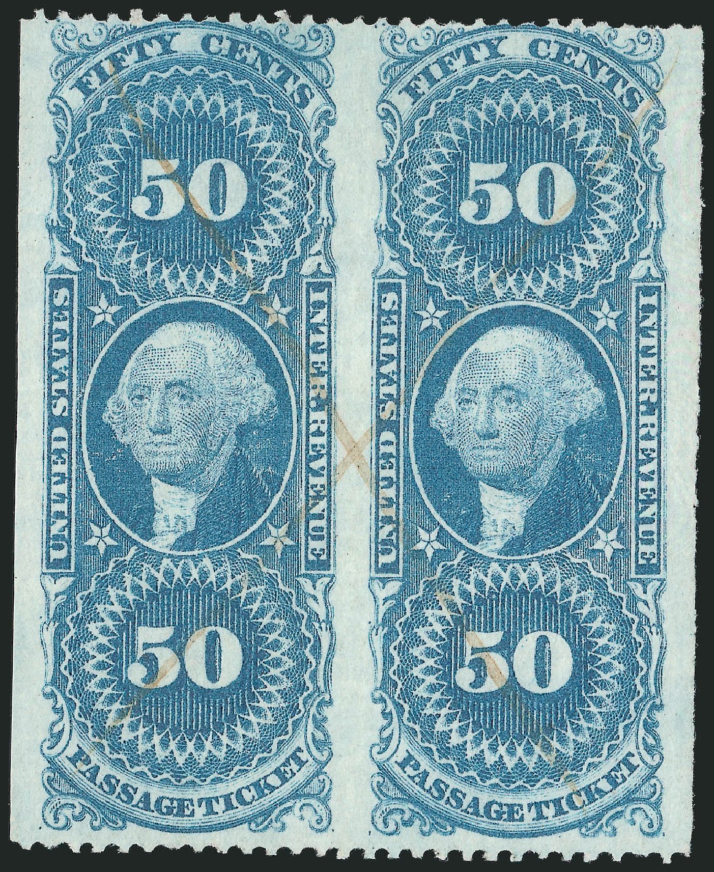 US Stamps Price Scott # R61: 50c 1862 Revenue Passage Ticket. Robert Siegel Auction Galleries, Dec 2014, Sale 1089, Lot 411