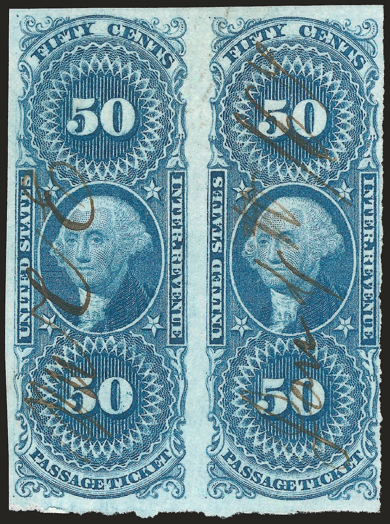 US Stamp Prices Scott Cat. # R61: 1862 50c Revenue Passage Ticket. Robert Siegel Auction Galleries, Dec 2008, Sale 967, Lot 5232
