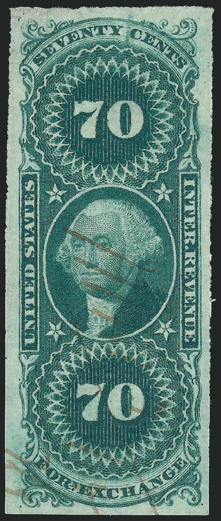 Costs of US Stamp Scott Catalog R65 - 1862 70c Revenue Foreign Exchange. Robert Siegel Auction Galleries, Dec 2009, Sale 978, Lot 1159