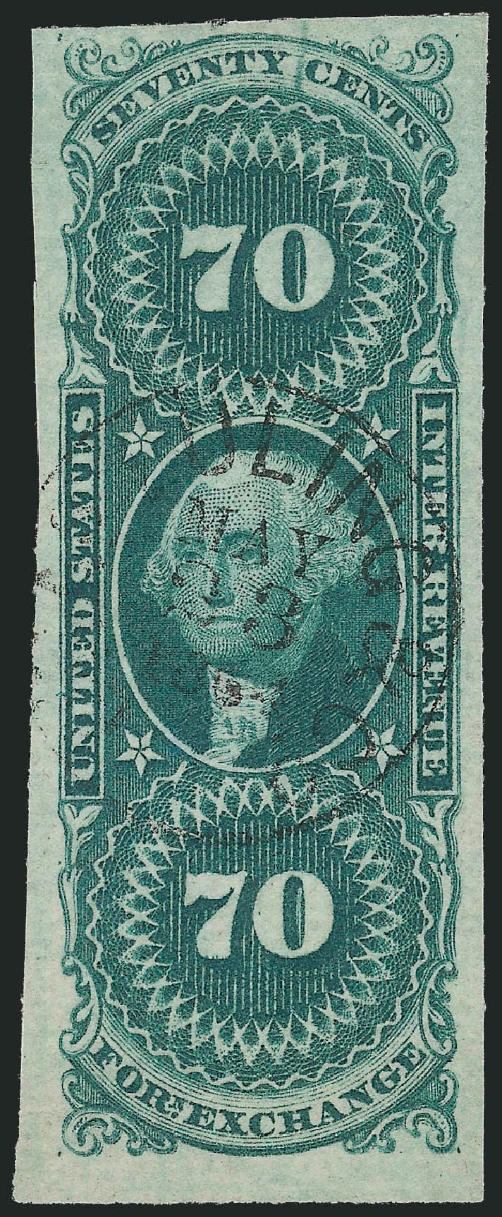 US Stamps Price Scott Cat. #R65: 1862 70c Revenue Foreign Exchange. Robert Siegel Auction Galleries, Jun 2011, Sale 1011, Lot 944