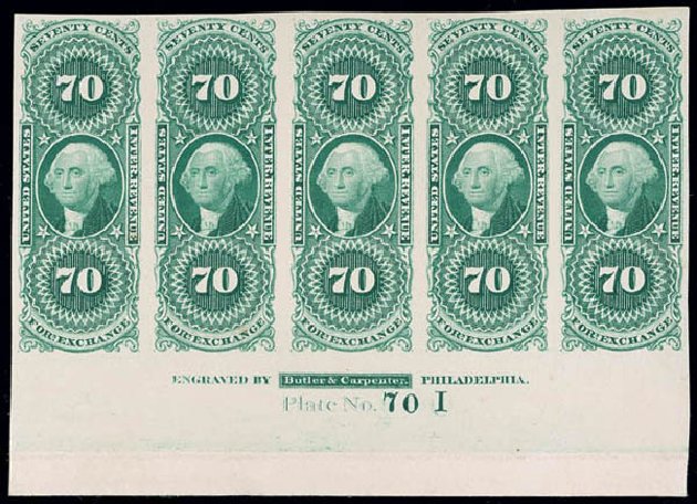 Prices of US Stamp Scott Catalog #R65: 1862 70c Revenue Foreign Exchange. Matthew Bennett International, Jun 2008, Sale 328, Lot 1326