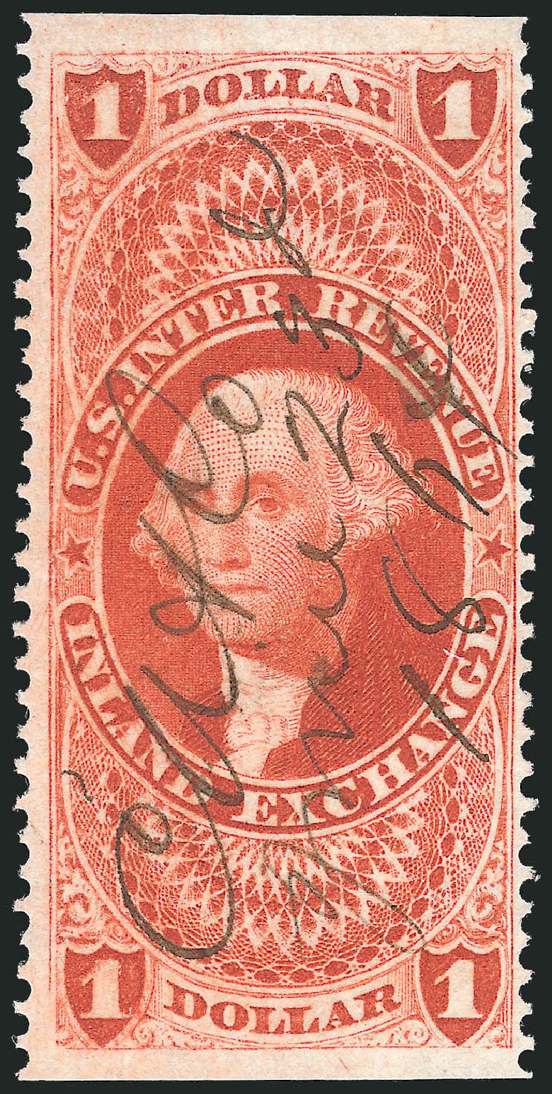US Stamp Prices Scott Catalogue # R69 - 1862 US$1.00 Revenue Inland Exchange. Robert Siegel Auction Galleries, Nov 2011, Sale 1015, Lot 64