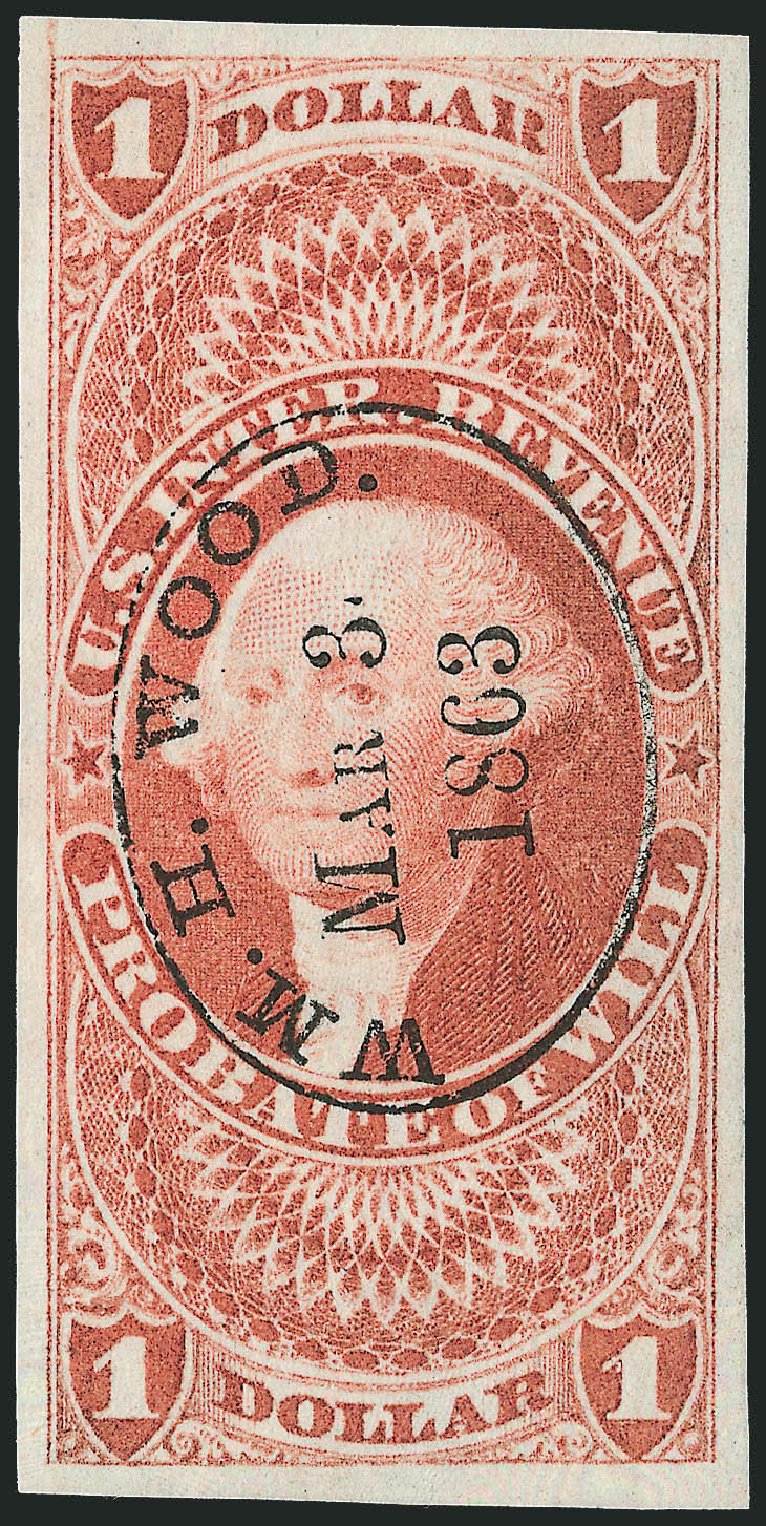 US Stamps Prices Scott Catalog R76: US$1.00 1862 Revenue Probate of Will. Robert Siegel Auction Galleries, Dec 2009, Sale 978, Lot 1161