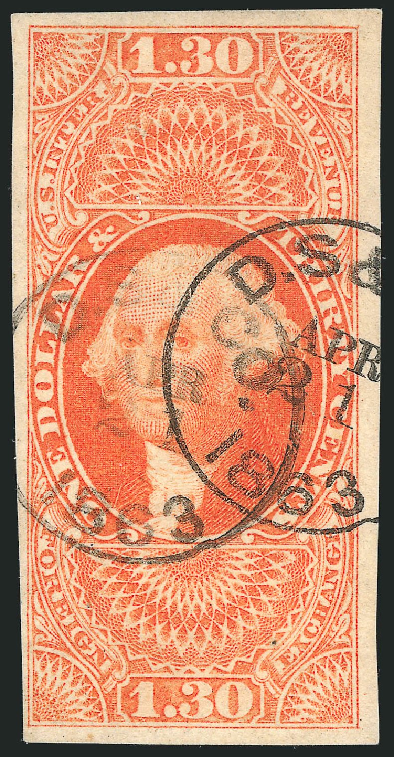 Values of US Stamps Scott Catalog # R77: US$1.50 1863 Revenue Foreign Exchange. Robert Siegel Auction Galleries, Dec 2014, Sale 1089, Lot 235
