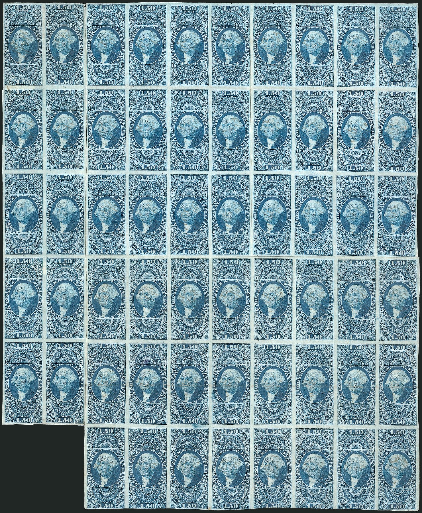 US Stamp Value Scott Catalogue # R78 - 1862 US$1.50 Revenue Inland Exchange. Robert Siegel Auction Galleries, Dec 2014, Sale 1089, Lot 361