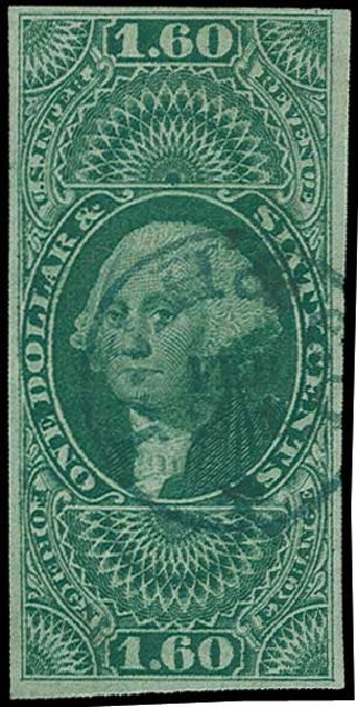 Value of US Stamp Scott Catalog #R79: US$1.60 1863 Revenue Foreign Exchange. H.R. Harmer, Jun 2015, Sale 3007, Lot 3539