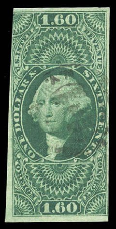 US Stamps Price Scott Catalogue R79: 1863 US$1.60 Revenue Foreign Exchange. Matthew Bennett International, Sep 2010, Sale 333, Lot 4051