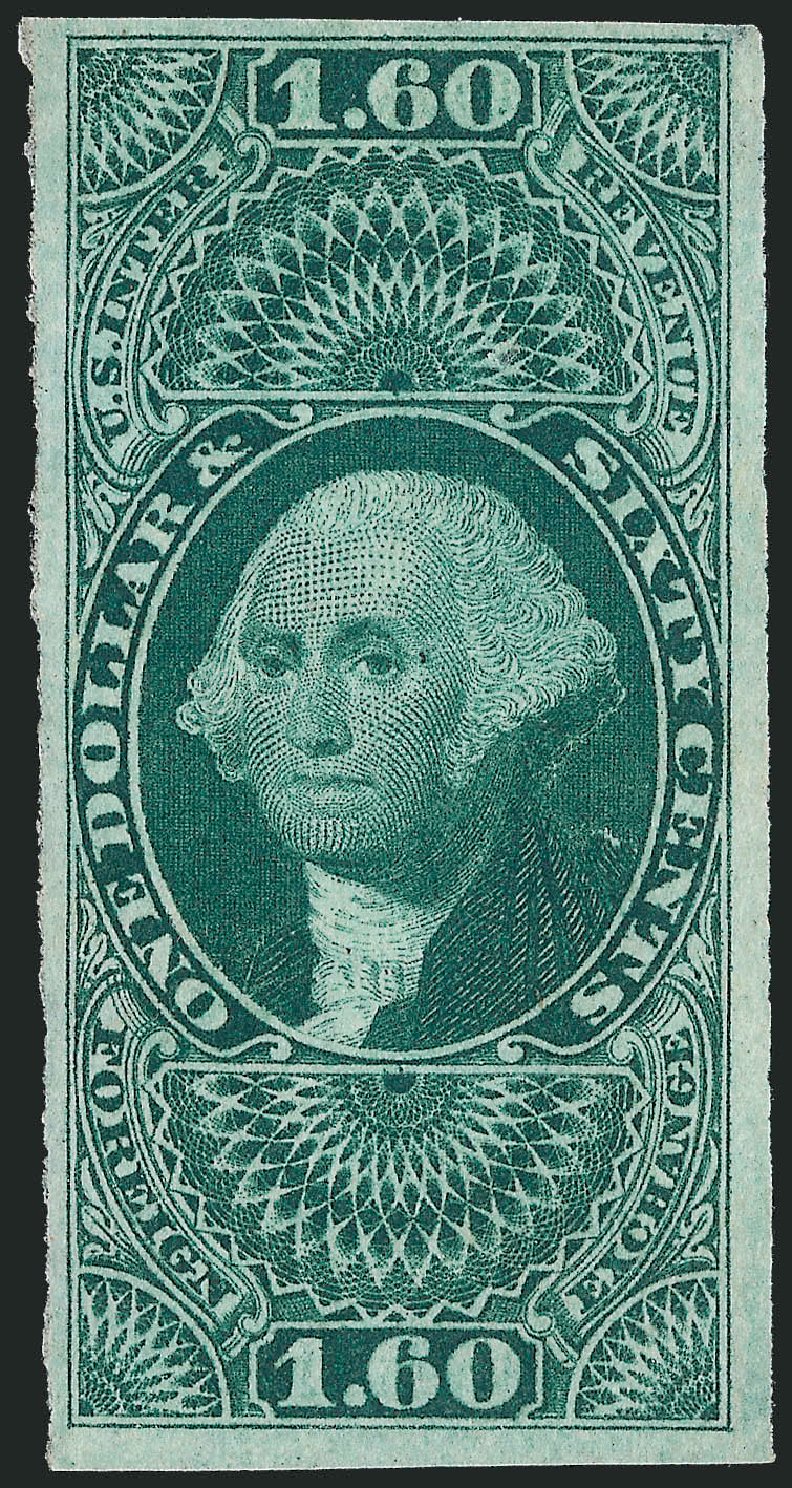 Values of US Stamp Scott Catalog R79 - US$1.60 1863 Revenue Foreign Exchange. Robert Siegel Auction Galleries, Dec 2009, Sale 982, Lot 6201