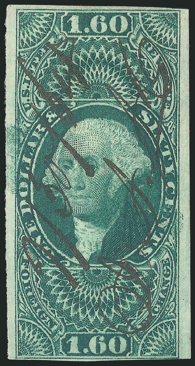 US Stamps Value Scott # R79: 1863 US$1.60 Revenue Foreign Exchange. Robert Siegel Auction Galleries, Mar 2014, Sale 1067, Lot 534