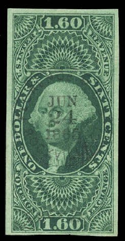 US Stamp Price Scott Catalogue # R79: 1863 US$1.60 Revenue Foreign Exchange. Matthew Bennett International, Mar 2011, Sale 337, Lot 3285