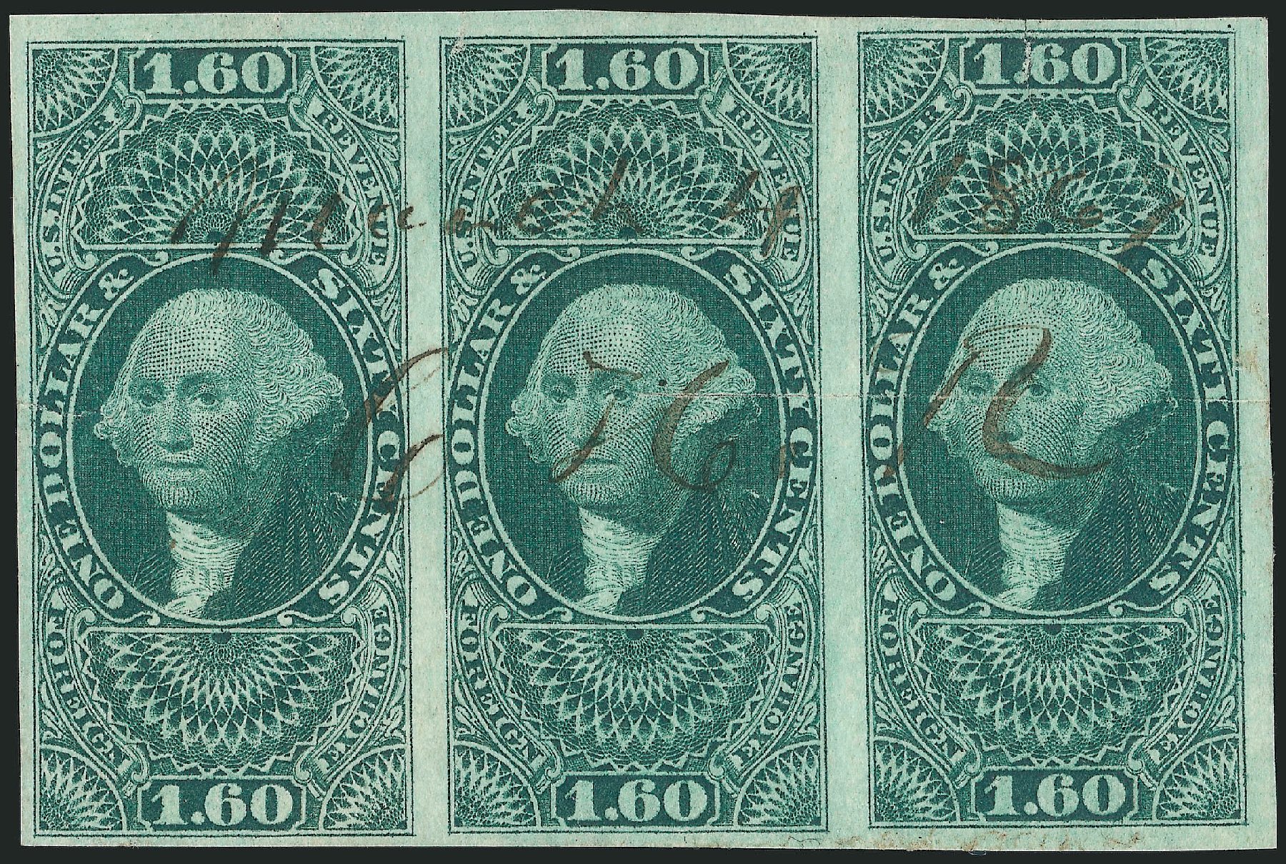 Costs of US Stamp Scott Cat. #R79: 1863 US$1.60 Revenue Foreign Exchange. Robert Siegel Auction Galleries, Dec 2014, Sale 1089, Lot 363