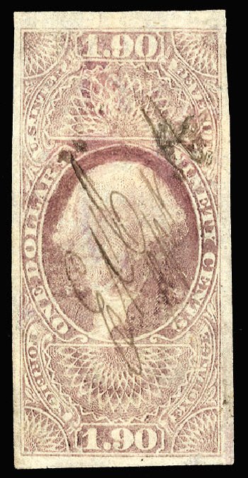 Costs of US Stamps Scott Catalogue R80: US$1.90 1863 Revenue Foreign Exchange. Cherrystone Auctions, Jun 2009, Sale 200906, Lot 413