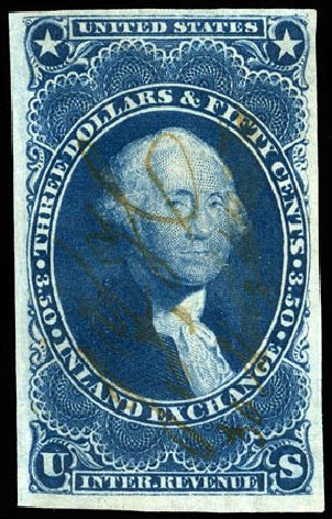 Prices of US Stamps Scott Cat. R87: 1863 US$3.50 Revenue Inland Exchange. Matthew Bennett International, Apr 2008, Sale 326, Lot 819