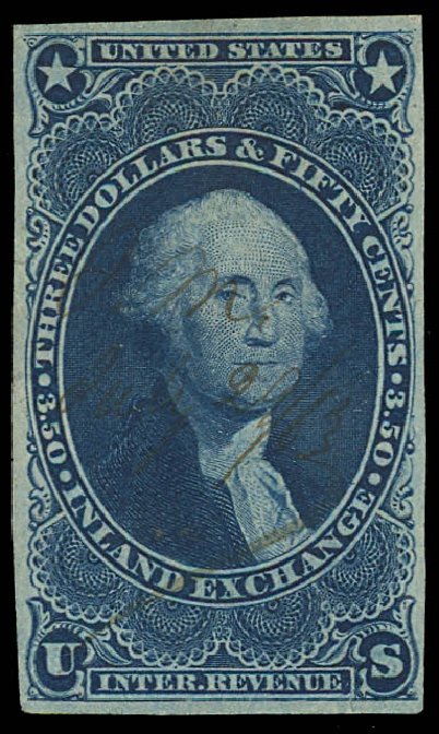 US Stamp Prices Scott Catalogue # R87: US$3.50 1863 Revenue Inland Exchange. Daniel Kelleher Auctions, Apr 2012, Sale 629, Lot 504