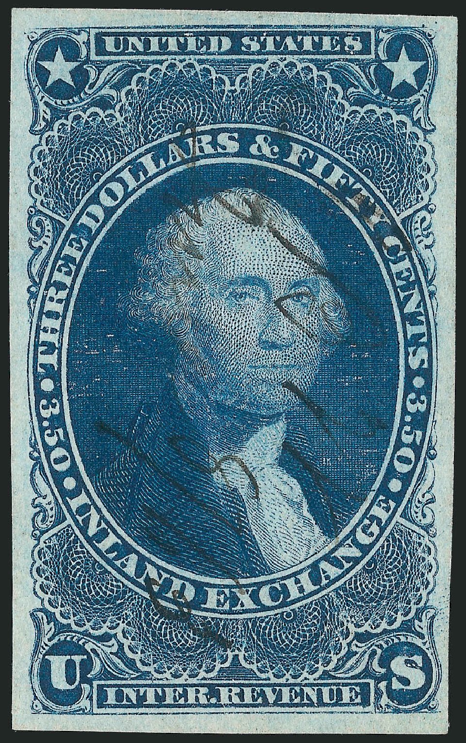 US Stamps Value Scott Catalog # R87 - 1863 US$3.50 Revenue Inland Exchange. Robert Siegel Auction Galleries, Nov 2011, Sale 1015, Lot 25