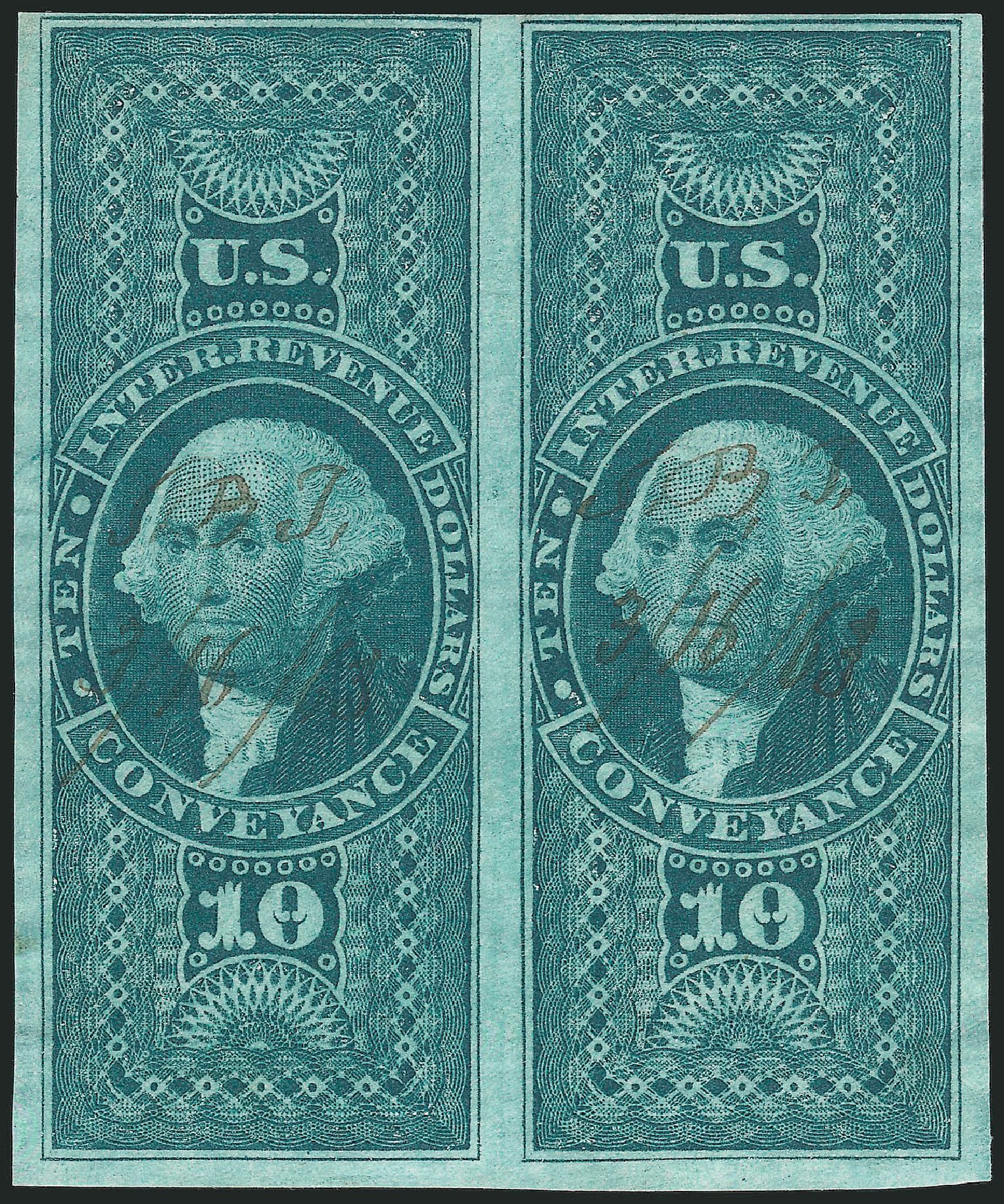 Value of US Stamp Scott Catalog # R94 - US$10.00 1862 Revenue Conveyance. Robert Siegel Auction Galleries, Feb 2015, Sale 1092, Lot 1500