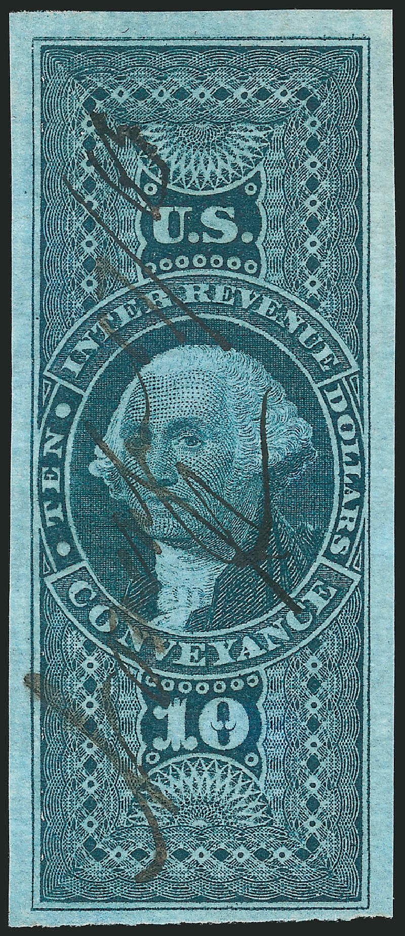 Price of US Stamps Scott Catalog #R94 - US$10.00 1862 Revenue Conveyance. Robert Siegel Auction Galleries, Mar 2014, Sale 1066, Lot 35